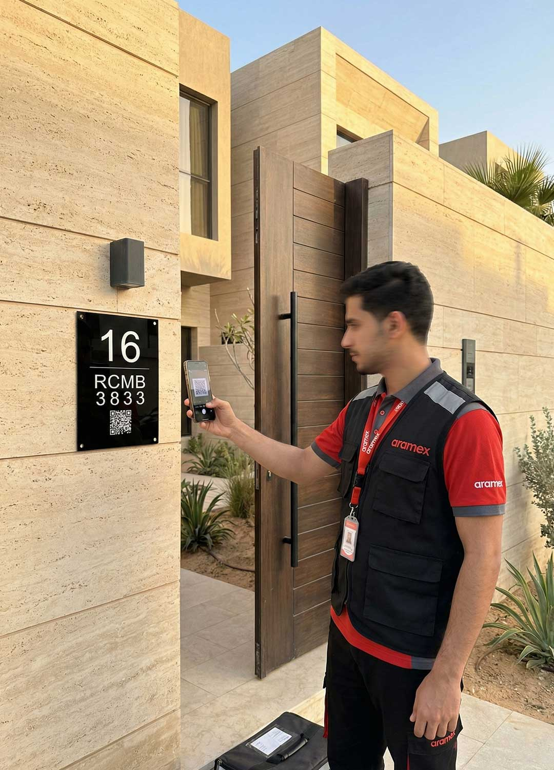 مندوب يستخدم باركود اللوحة